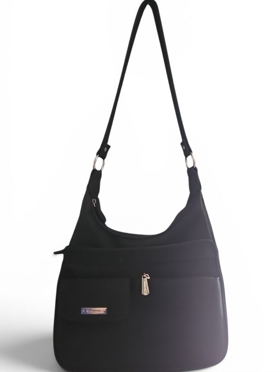 NY Collection Handbags - NY Collection Black Shoulder Bag with Silver Hardware